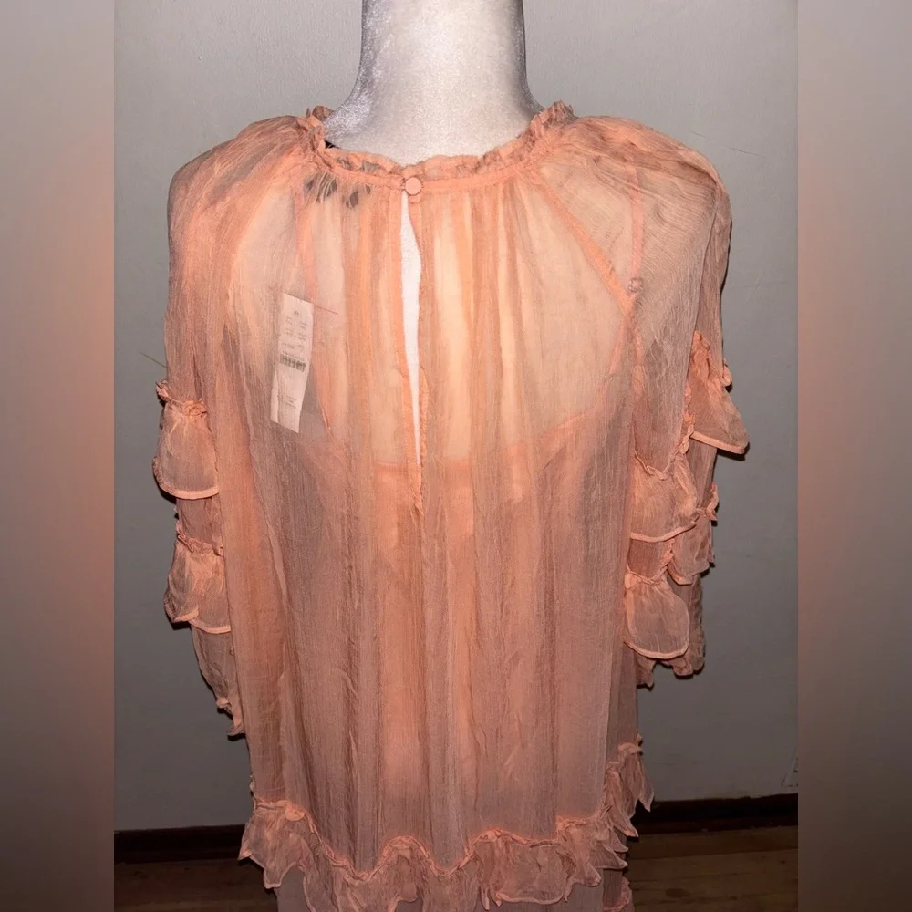 NWT J.Crew Tiered ruffle dress in chiffon 4 Glowy Peach Capro Bridesmaid Preppy